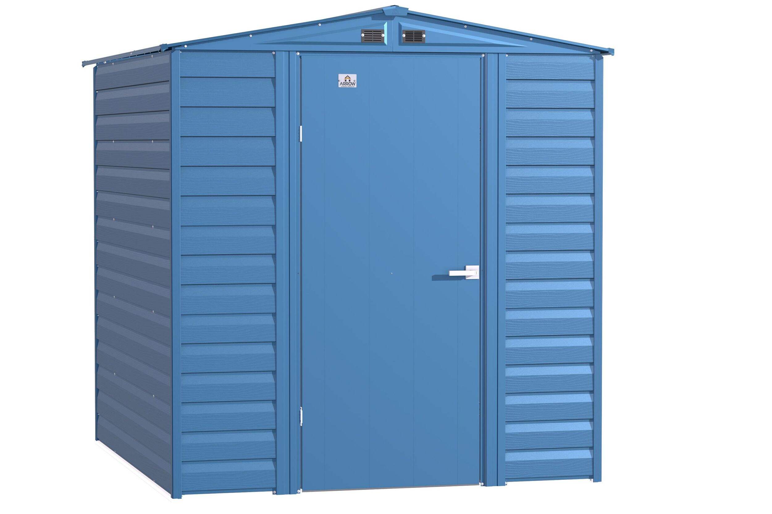 Arrow Select Galvanized Steel Storage Shed, Blue Grey, 6-ft x 7-ft Front_Angled_Right