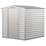 Arrow Select Galvanized Steel Storage Shed, Flute Grey, 6-ft x 7-ft Front_Three_Fourths_Angled_Left