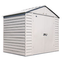 Arrow Select Galvanized Steel Storage Shed, Flute Grey, 8-ft x 6-ft Front_Angled_Right