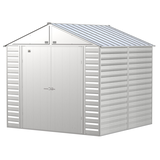 Arrow Select Galvanized Steel Storage Shed, Flute Grey, 8-ft x 8-ft Front_Three_Fourths_Angled_Left