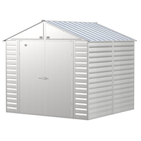 Arrow Select Galvanized Steel Storage Shed, Flute Grey, 8-ft x 8-ft Front_Three_Fourths_Angled_Left