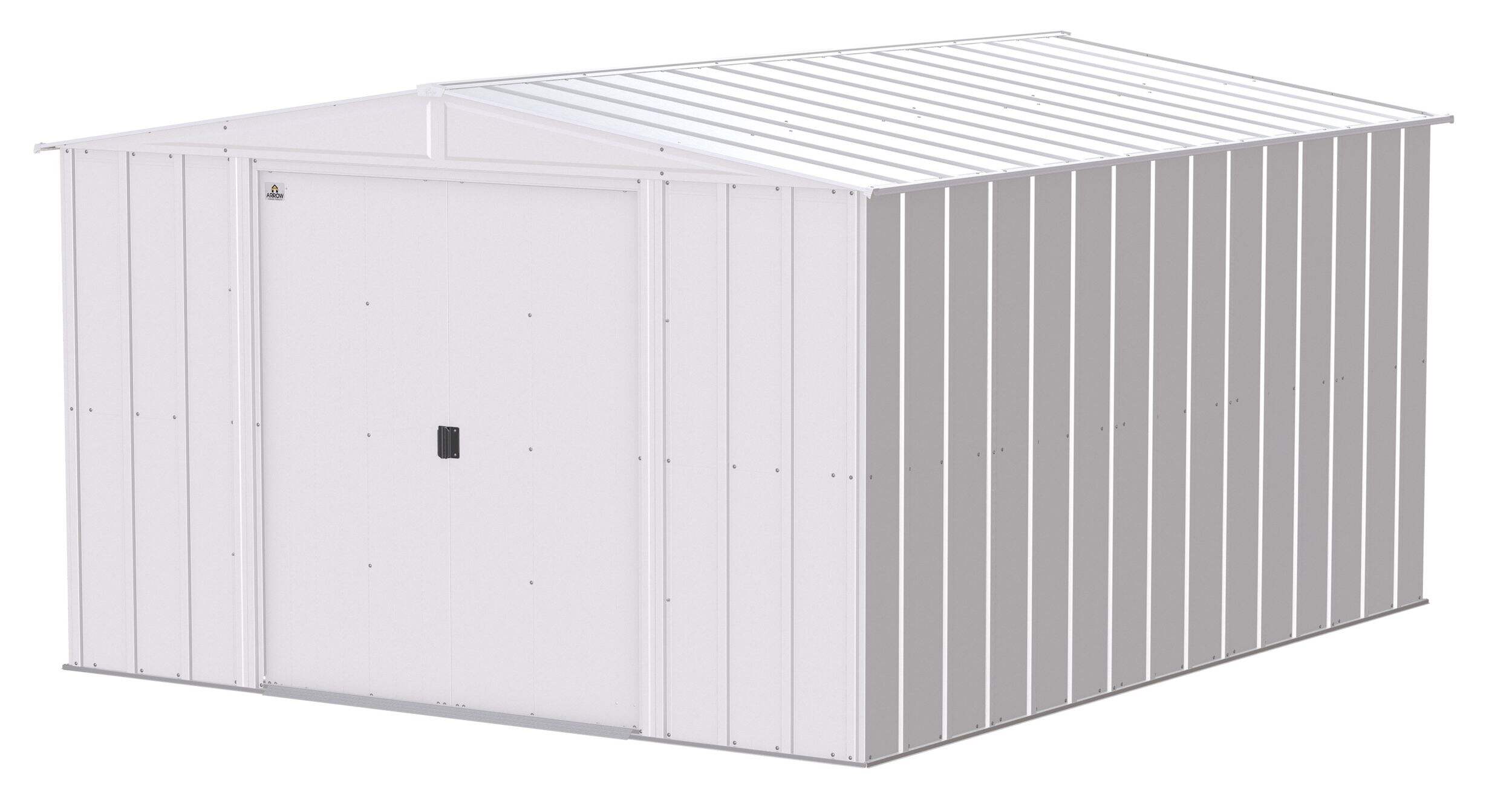 Arrow Classic - Remise de jardin en acier galvanisé, gris flûte, 10&nbsp;x&nbsp;12&nbsp;pi Front_Three_Fourths_Angled_Left