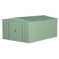 Arrow Classic - Remise de jardin en acier galvanisé, vert sauge, 10 x 14 pi Front_Three_Fourths_Angled_Left
