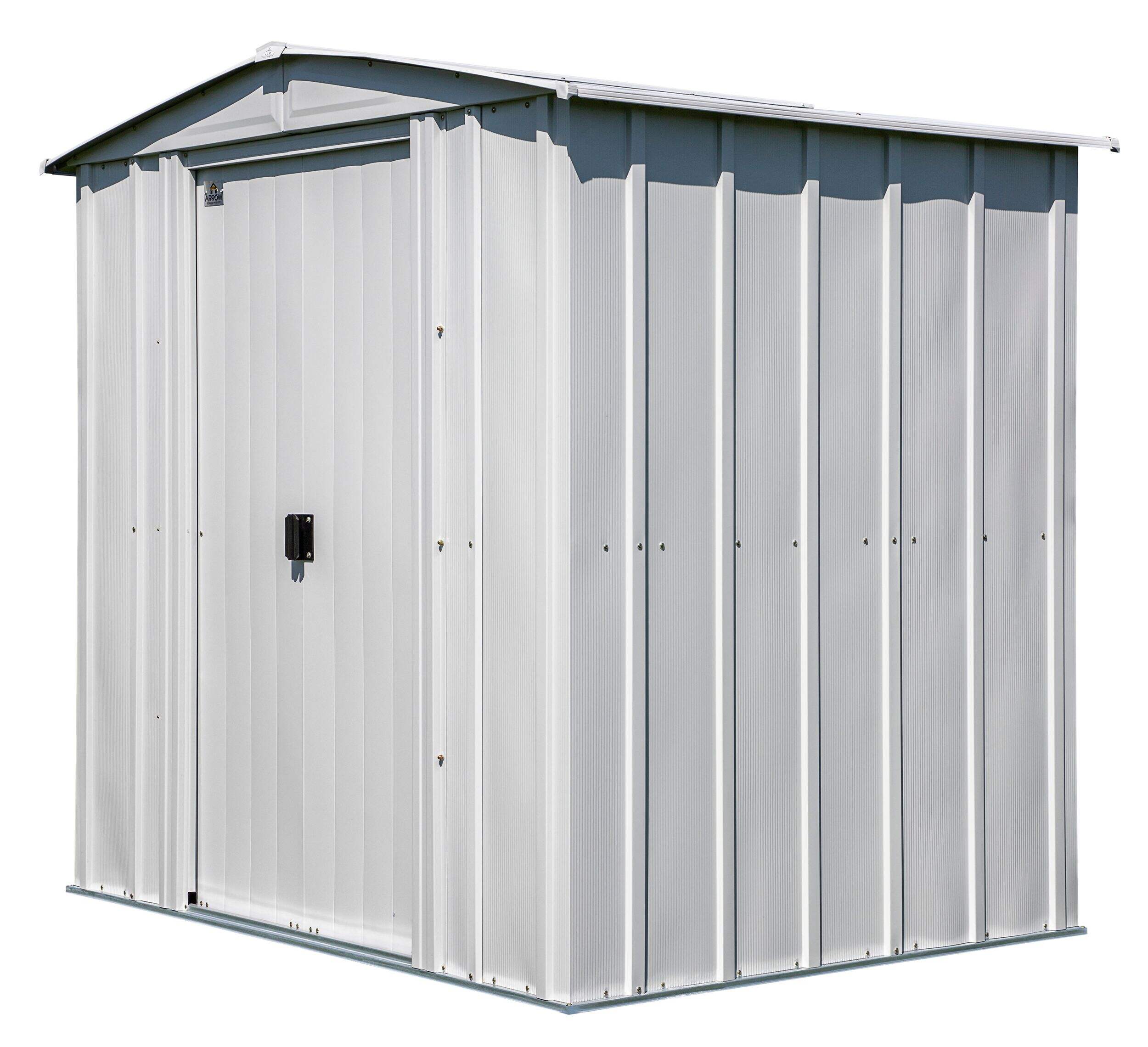 Arrow Classic - Remise de jardin en acier galvanisé, gris flûte, 6&nbsp;x&nbsp;5&nbsp;pi Front_Three_Fourths_Angled_Left