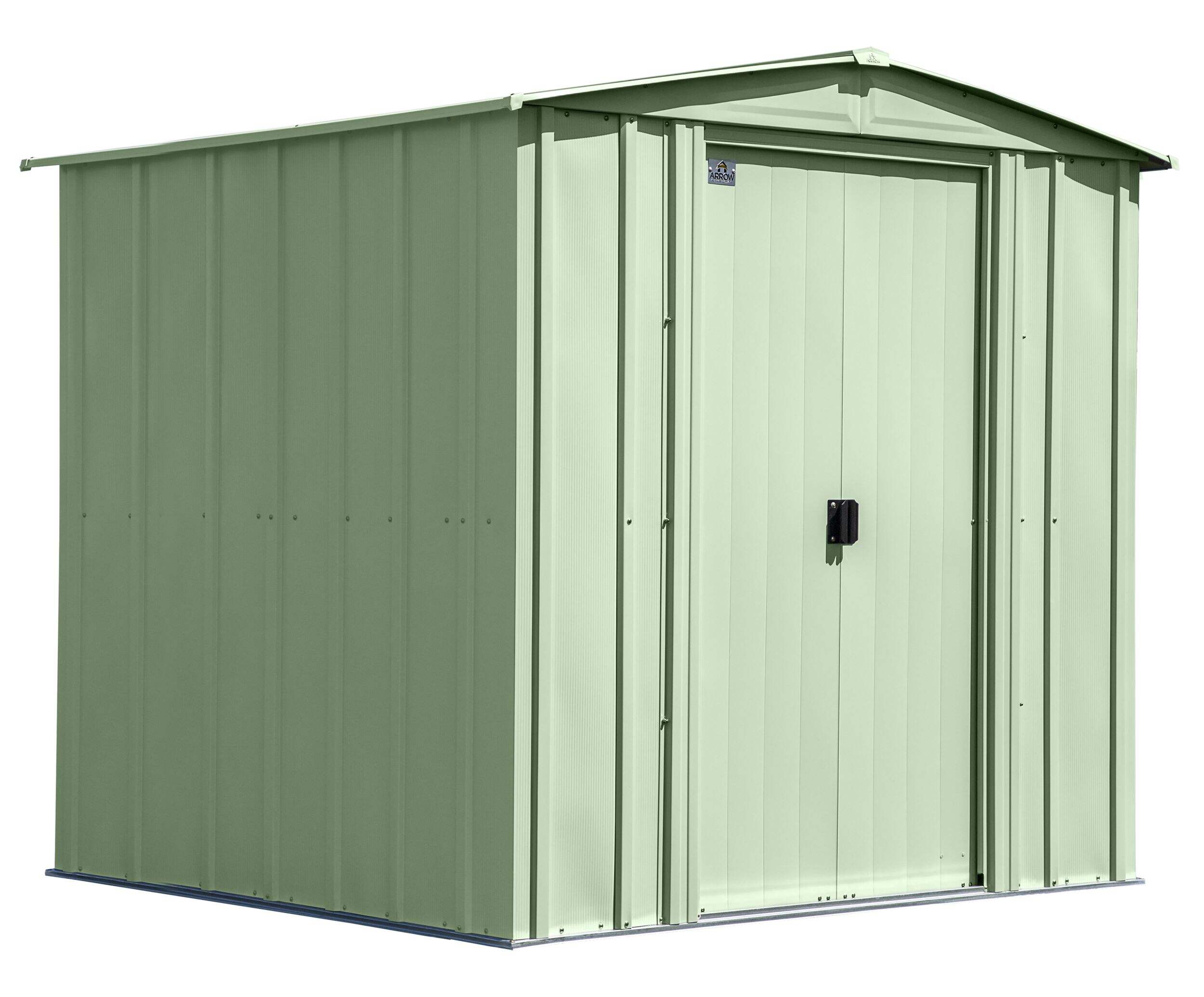 Arrow Classic Galvanized Steel Storage Shed, Sage Green, 6-ft x 7-ft Front_Angled_Right
