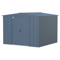 Arrow Classic Galvanized Steel Storage Shed, Blue Grey, 8-ft x 8-ft Front_Three_Fourths_Angled_Left
