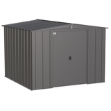 Arrow Classic Galvanized Steel Storage Shed, Charcoal, 8-ft x 8-ft Front_Three_Fourths_Angled_Right