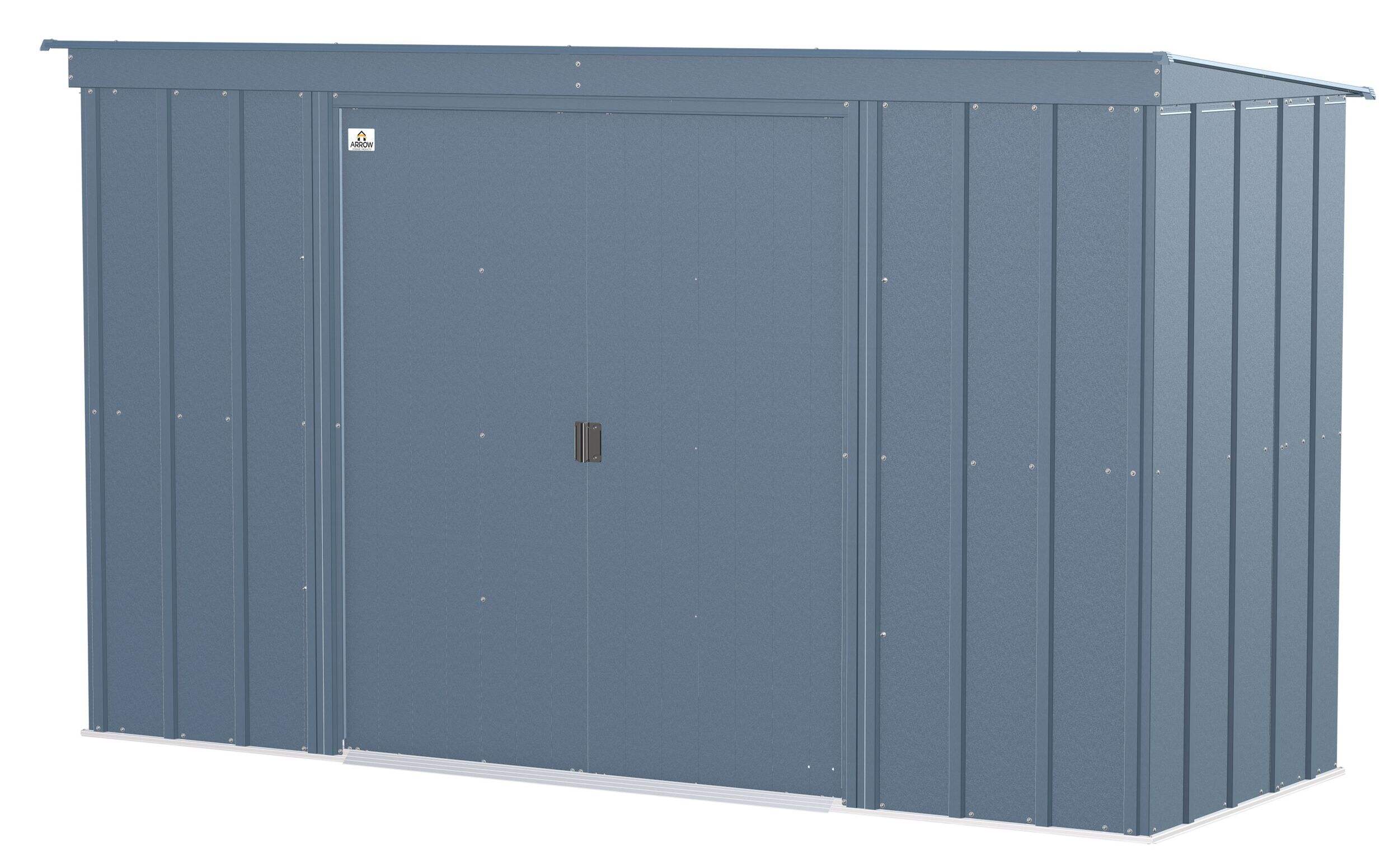 Arrow Classic - Remise de jardin en acier galvanisé, bleu gris, 10&nbsp;x&nbsp;4&nbsp;pi Front_Three_Fourths_Angled_Left