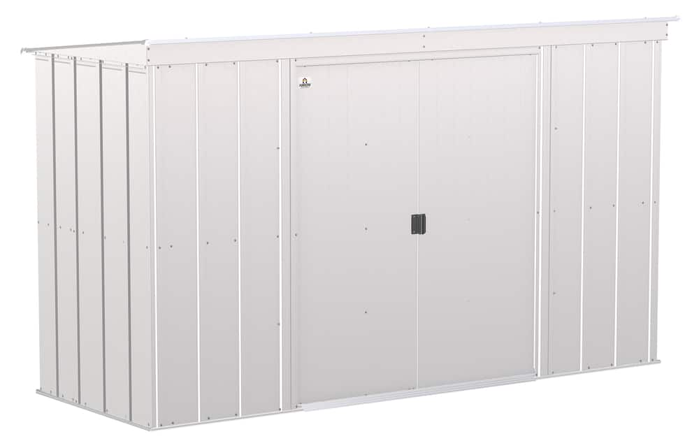 Arrow Classic Galvanized Steel Storage Shed, Flute Grey, 10-ft x 4-ft ...