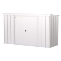Arrow Classic Galvanized Steel Storage Shed, Flute Grey, 10-ft x 4-ft Front_Three_Fourths_Angled_Left