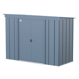 Arrow Classic Galvanized Steel Storage Shed, Blue Grey, 8-ft x 4-ft Front_Three_Fourths_Angled_Left