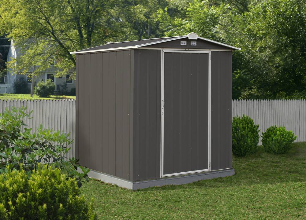 Arrow EZEE Galvanized Steel Storage Shed With Low Gable Roof, Charcoal ...