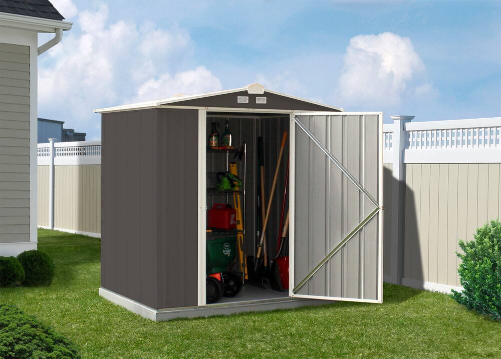 Arrow EZEE Galvanized Steel Storage Shed With Low Gable Roof, Charcoal ...