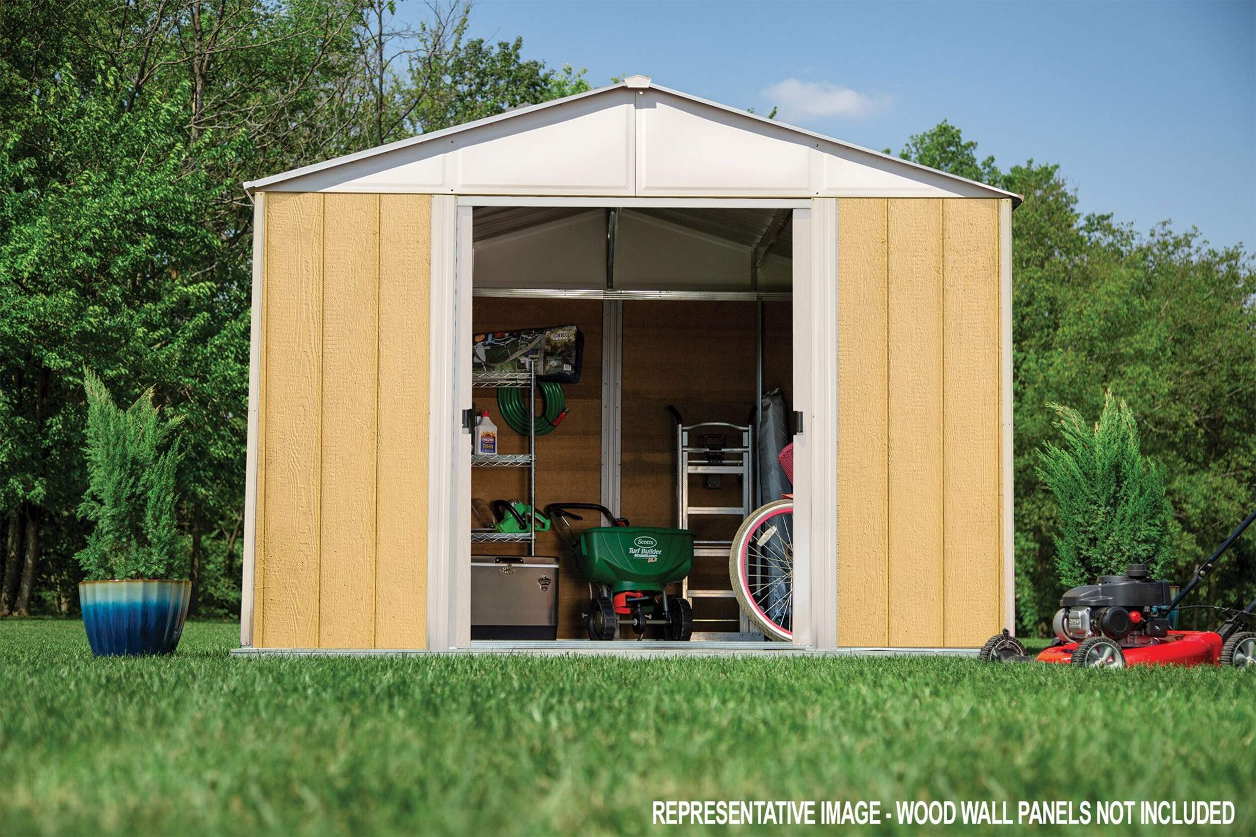 Arrow Ironwood Steel Hybrid Shed Kit, Cream, 10ft x 12ft Canadian Tire