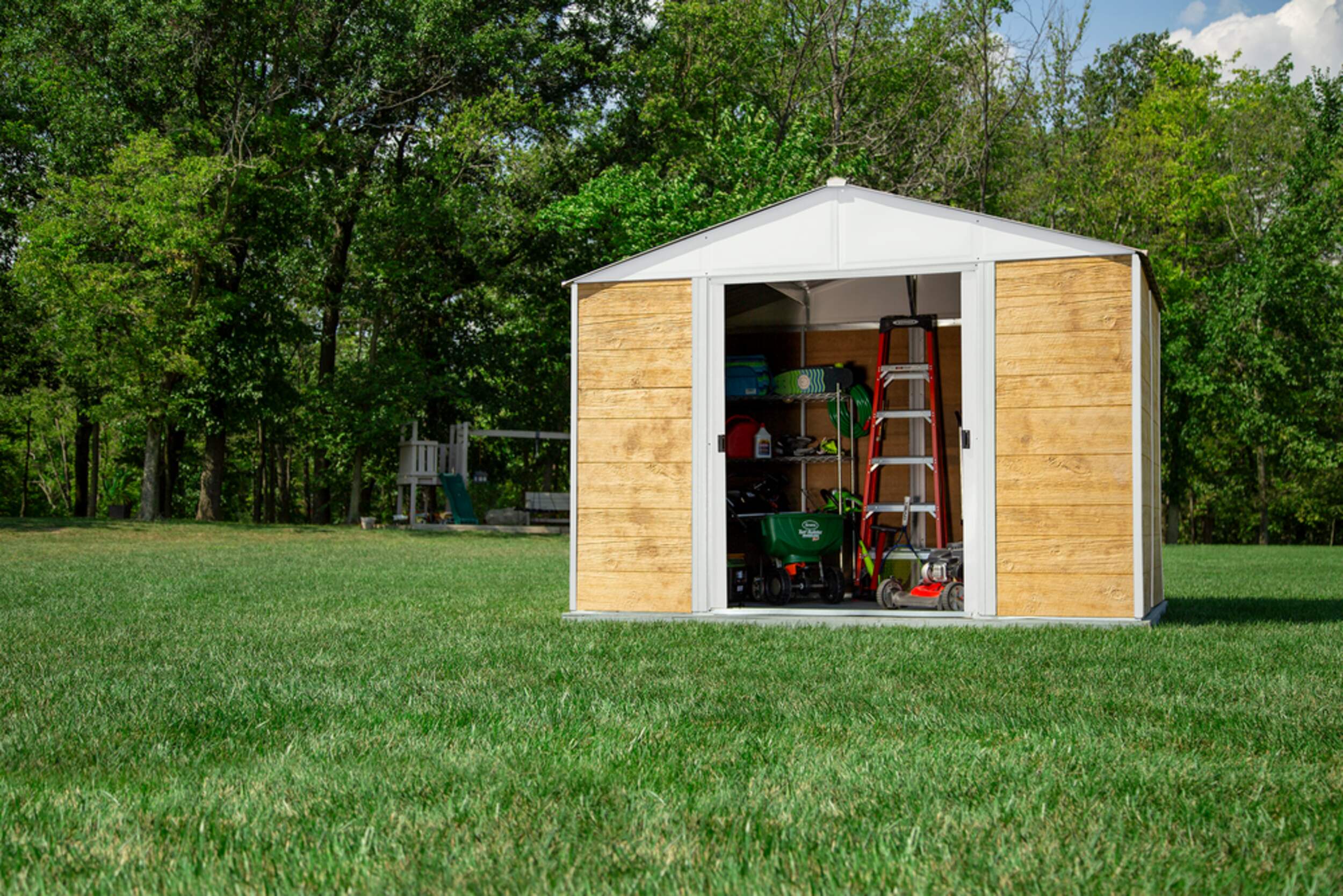 Arrow Ironwood Steel Hybrid Shed Kit, Cream, 10ft x 12ft Canadian Tire