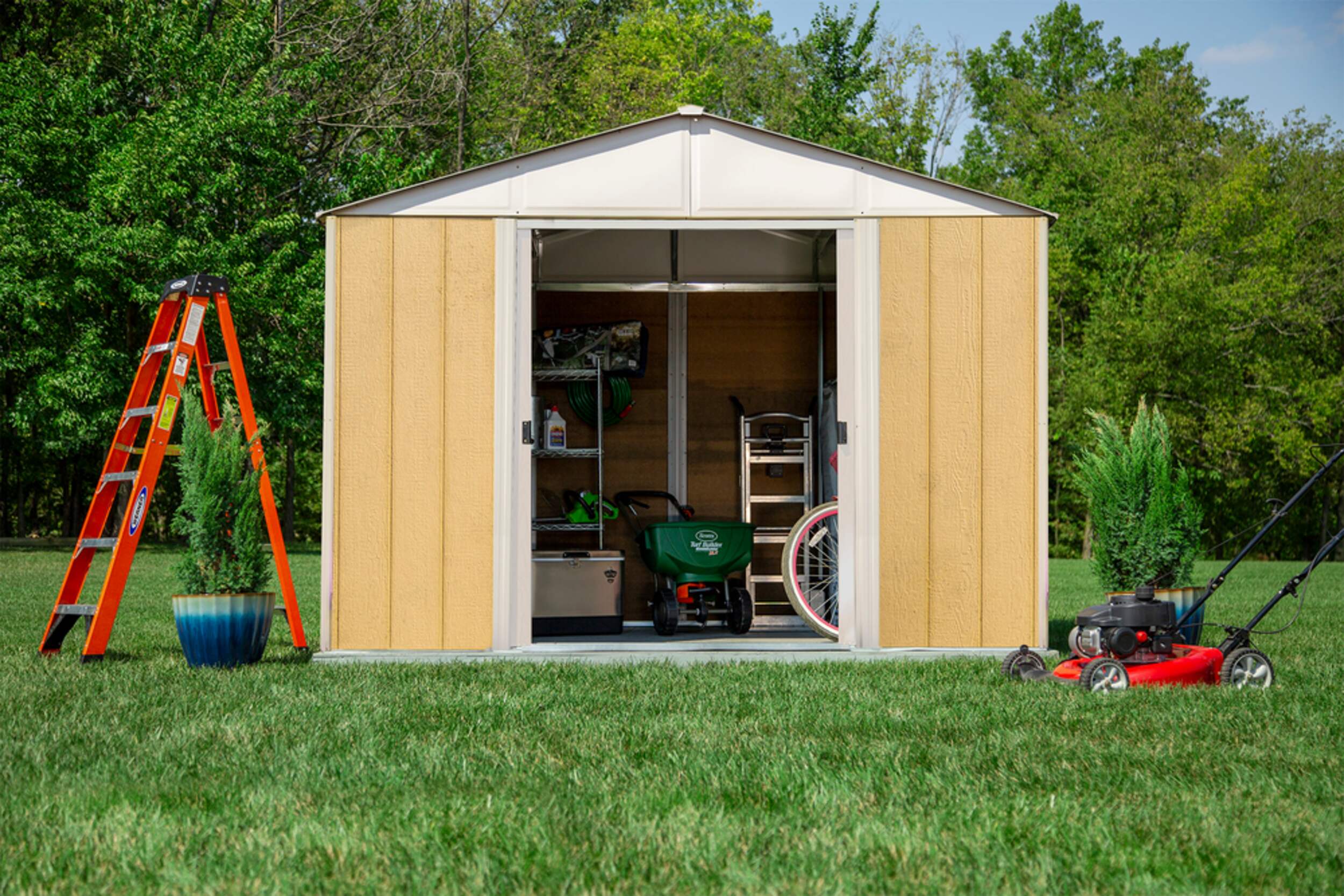 Arrow Ironwood Steel Hybrid Shed Kit, Cream, 10ft x 12ft Canadian Tire