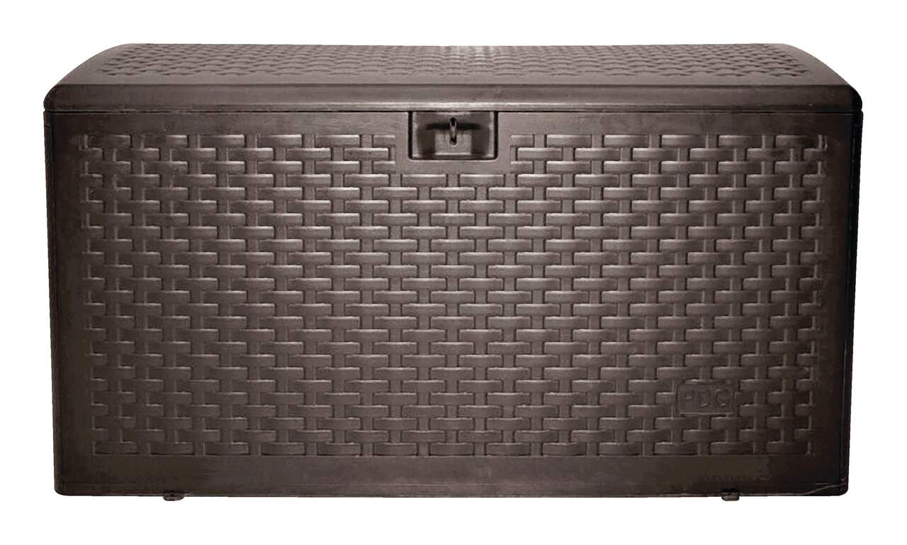 Suncast Resin Outdoor Storage Deck Box with Seat, Light Taupe, 480-L