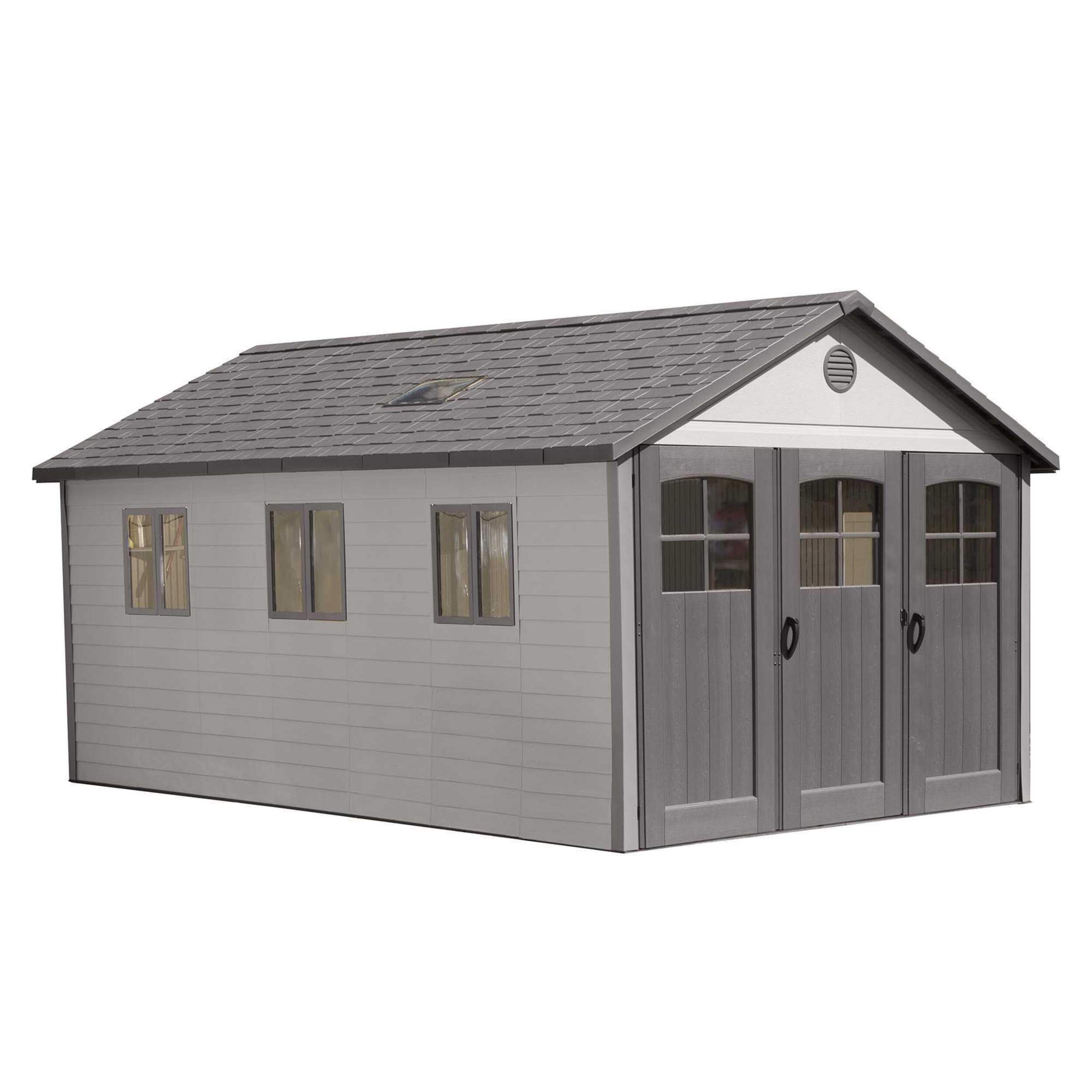 Lifetime Outdoor Storage Shed, 11-ft x 21-ft Front_Angled_Right