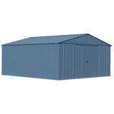 Arrow Classic Metal Shed, 14-ft x 14-ft, Blue Grey Front_Angled_Right