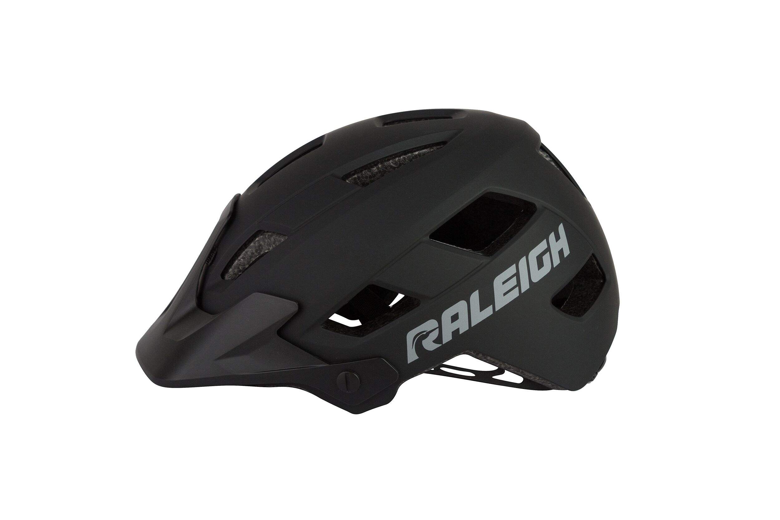 Raleigh Swerve Youth Bike Helmet, Adjustable Fitting, Black Front_Three_Fourths_Angled_Left