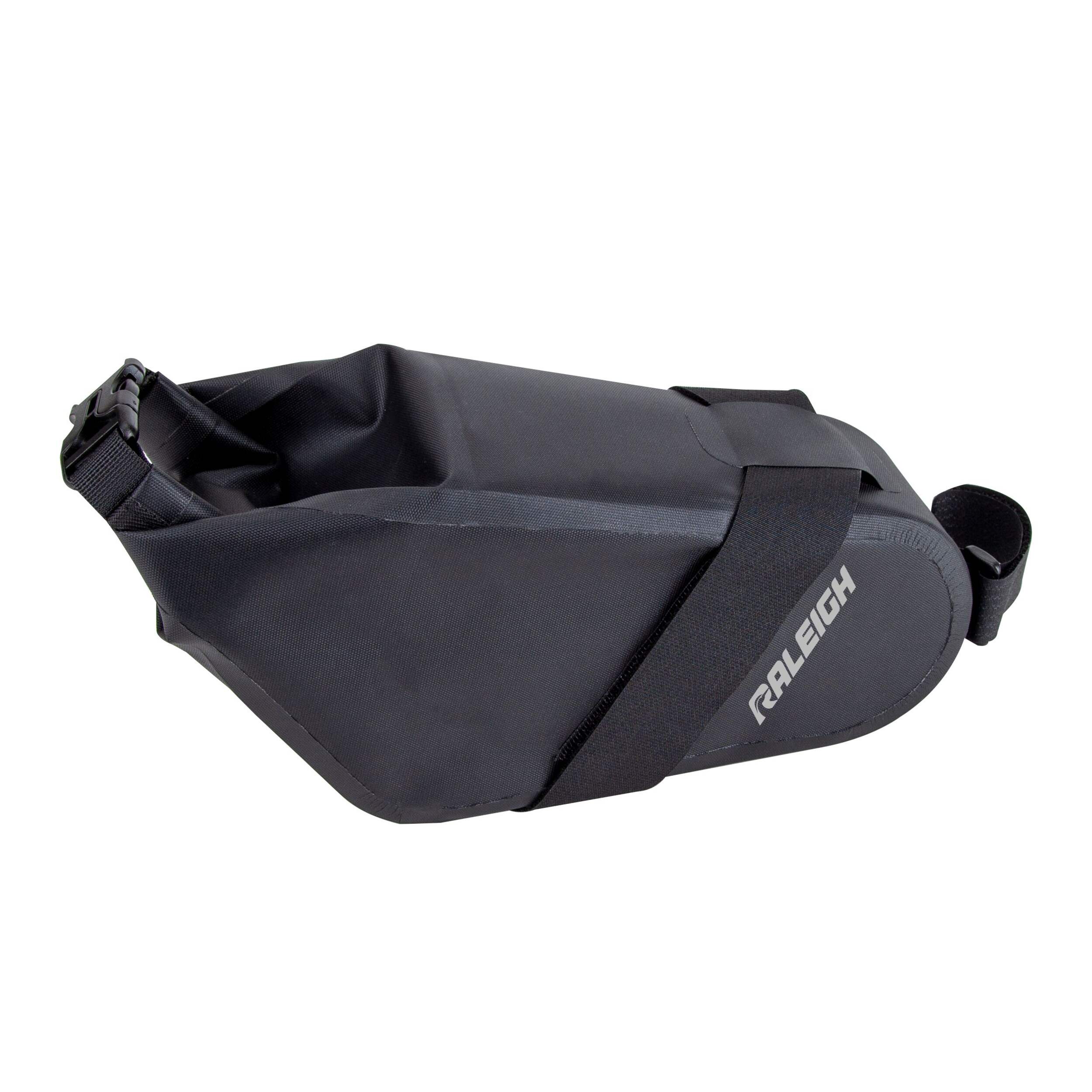 Raleigh Rolltop Saddle Bag, Water Resistant, Black Front_Elevated