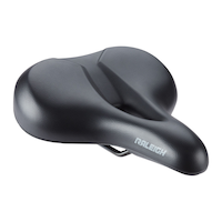 Raleigh Bike Saddle with Handle, Medium Width, Polyurethane, Black Front_Three_Fourths_Angled_Right