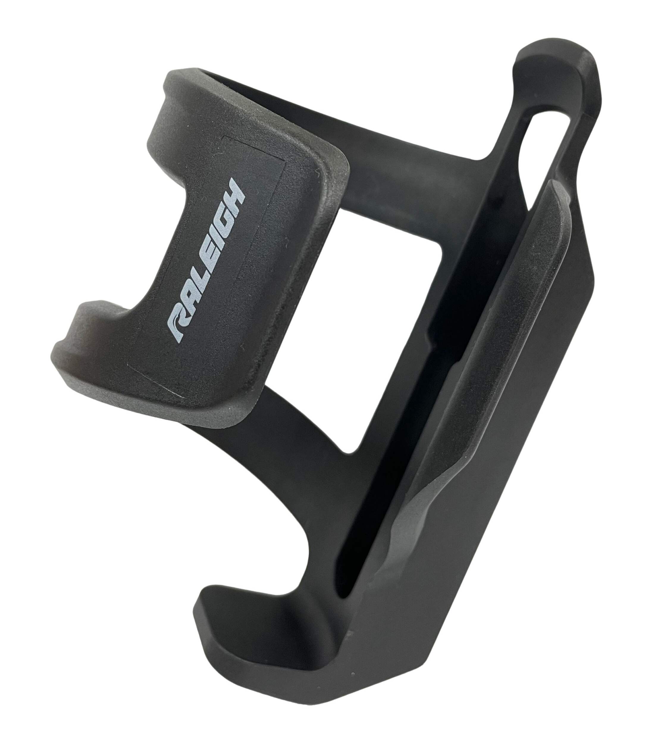Raleigh Side Access Bicycle Bottle Cage, Black Front_Three_Fourths_Angled_Left