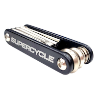 Outil polyvalent pour vélo Supercycle pour l'entretien et la réparation, nickelé, noir Front_Three_Fourths_Angled_Left