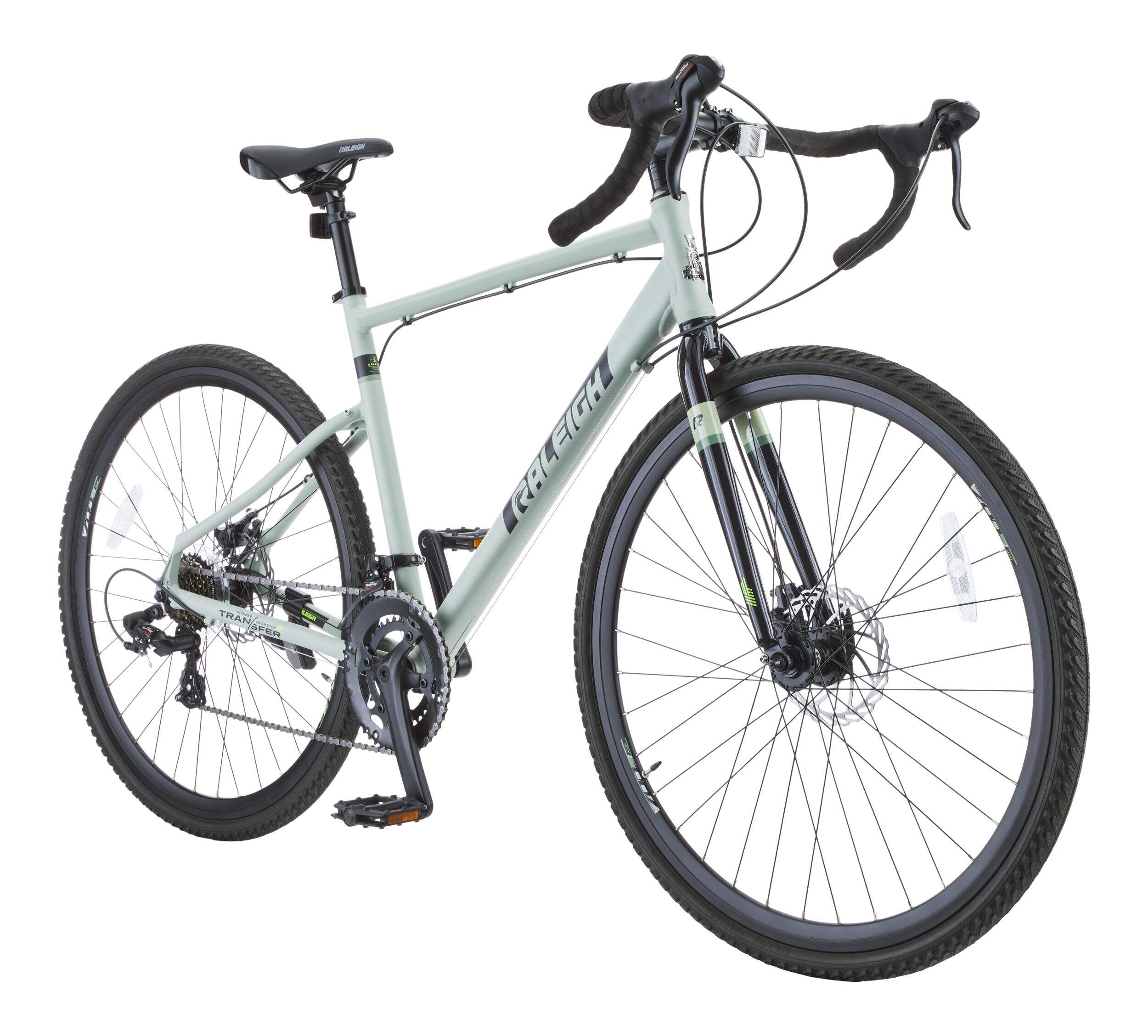 Raleigh Gran Sport Gravel/Road Bike 700C with Mechanical Disc Brakes, Green Front_Three_Fourths_Angled_Right