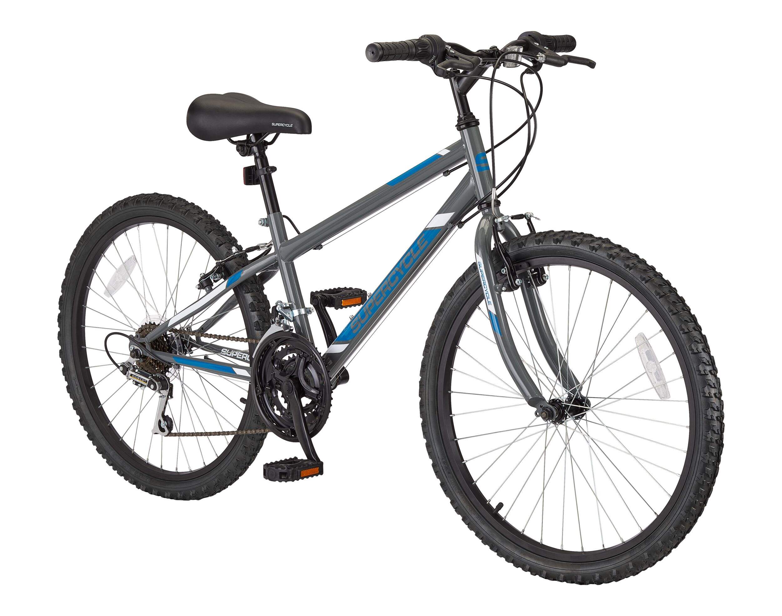 Supercycle Reaction Youth HT Mountain Bike for All Ages, 24-in, Grey Front_Three_Fourths_Angled_Right