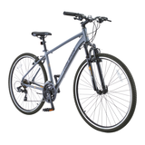 Vélo hybride avec freins en V en alliage Raleigh Route, 700C, 21 vitesses, gris Front_Three_Fourths_Angled_Right