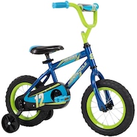 Supercycle Moon Rider Kids' Bike, 12-in Wheel, Blue/Green Front_Three_Fourths_Angled_Right