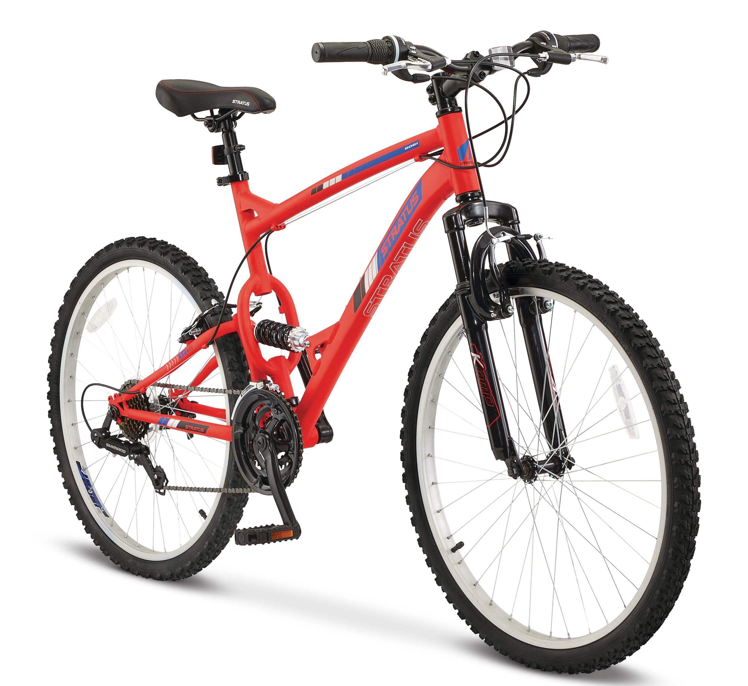 Stratus Richter DS Mountain Bike, 19-in Frame, 26-in, Red Front_Three_Fourths_Angled_Right