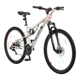 Vélo de montagne Stratus Parallax, double suspension, jeunes, roues de 27,5 po, argent Front_Three_Fourths_Angled_Right