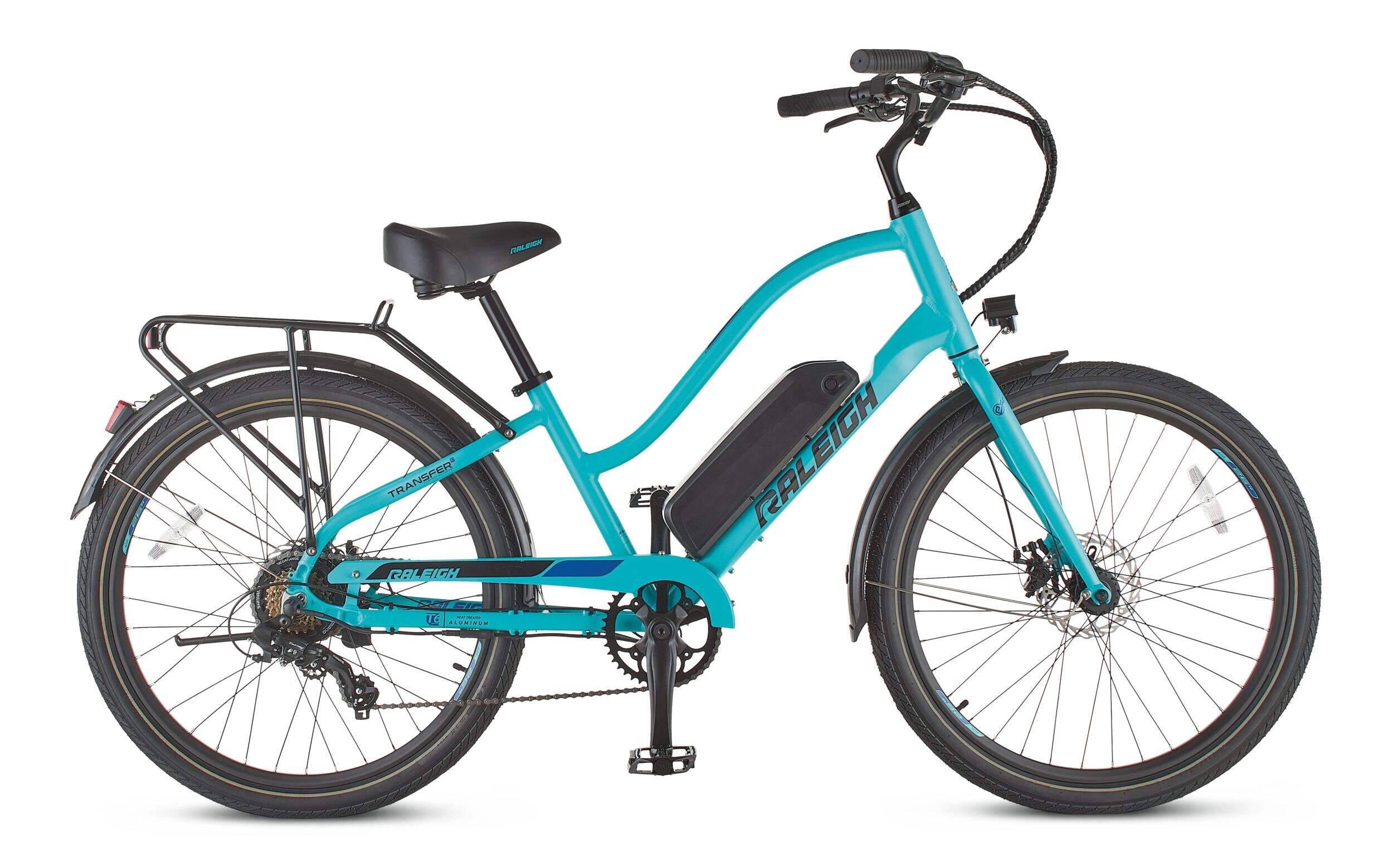Raleigh Oceania Lightweight Electric Bicycle with Front & Rear Lights, 26-in Wheel, Blue Side_Right
