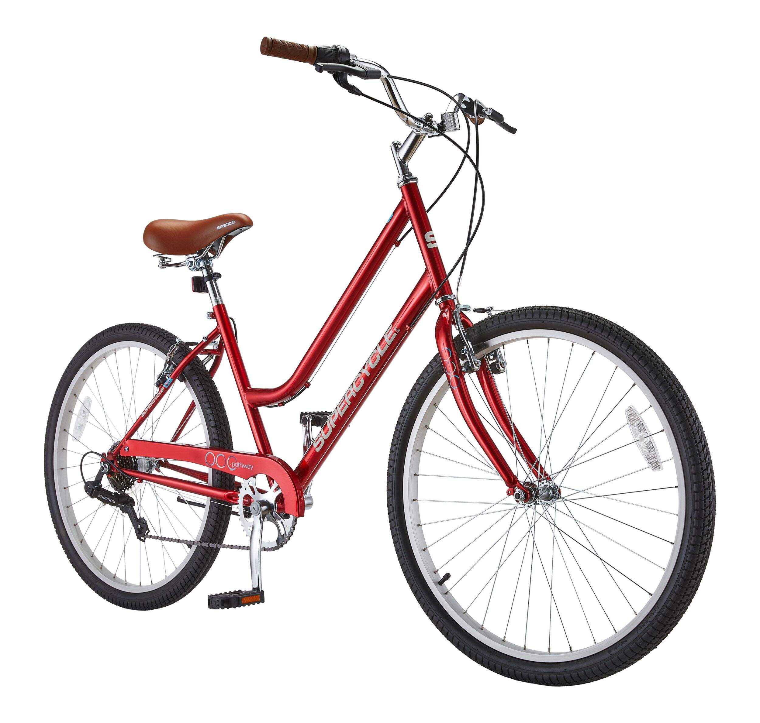 Supercycle Pathway Comfort Bike, 26-in Wheel, Red Front_Three_Fourths_Angled_Right