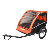 Raleigh Jaunt Bike Trailer, All Weather, Quick Assembly, Orange Front_Angled_Left