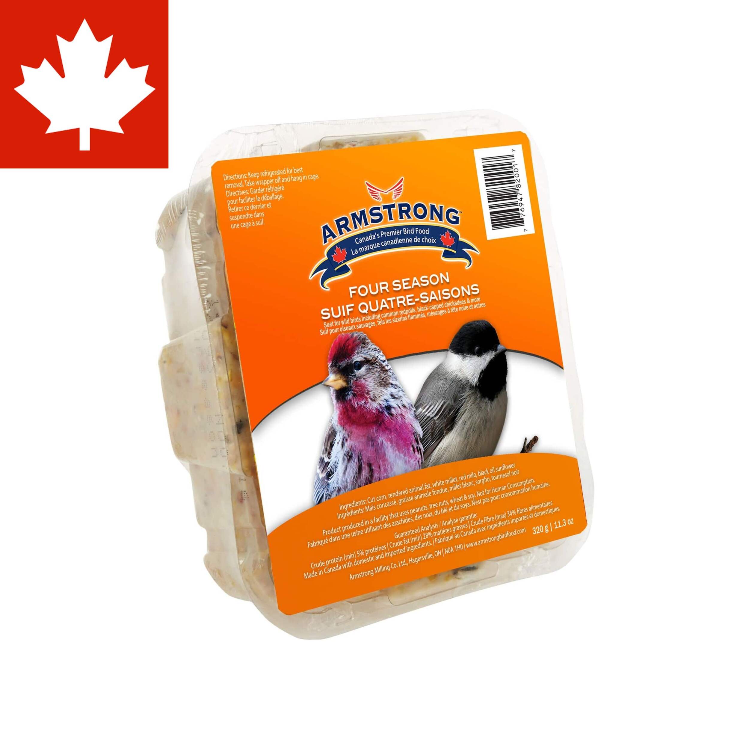 Armstrong Premium Four Season Suet Bird Blend, 300-g Front_Three_Fourths_Angled_Right