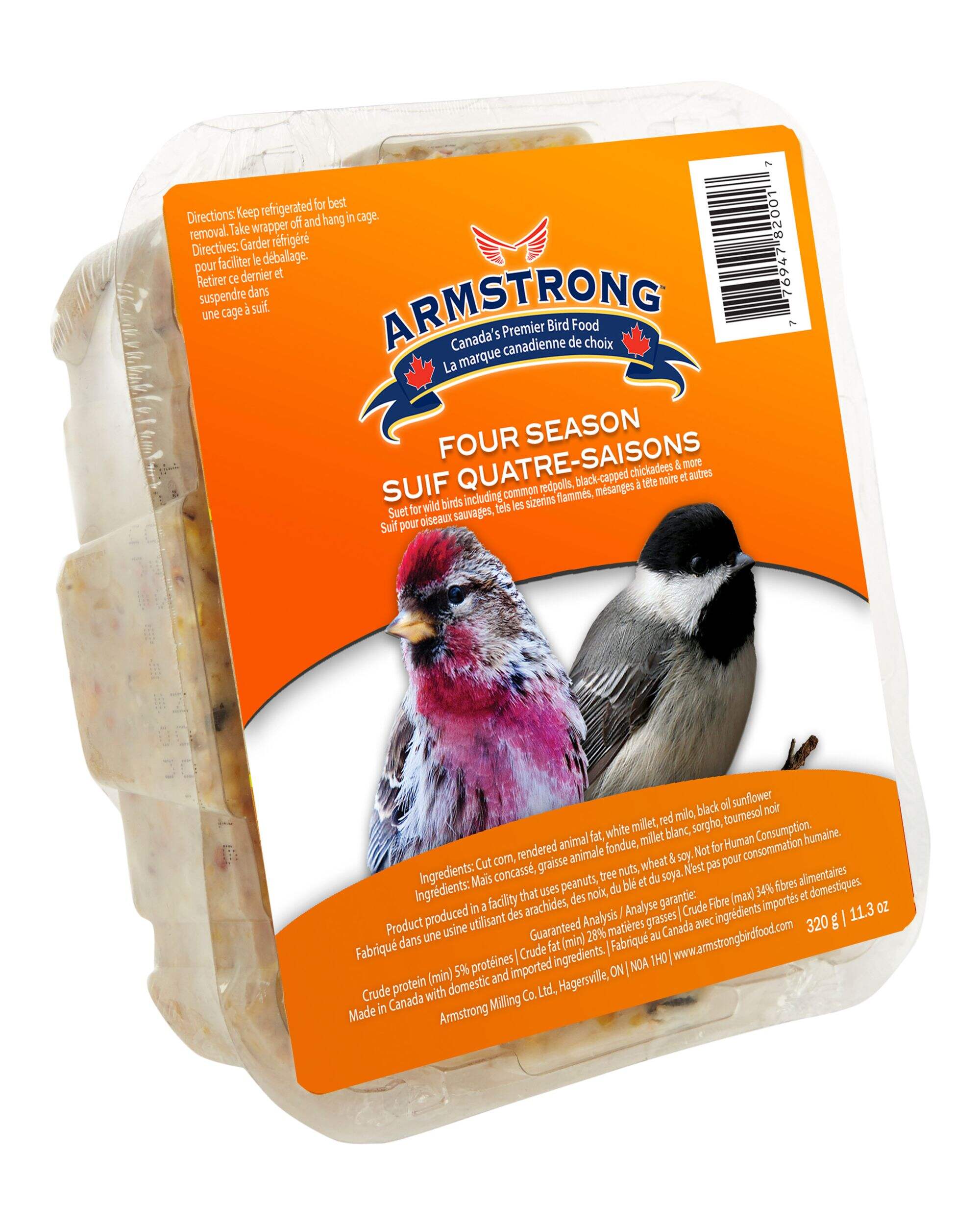 Armstrong Premium Four Season Suet Bird Blend, 300-g Front_Three_Fourths_Angled_Right