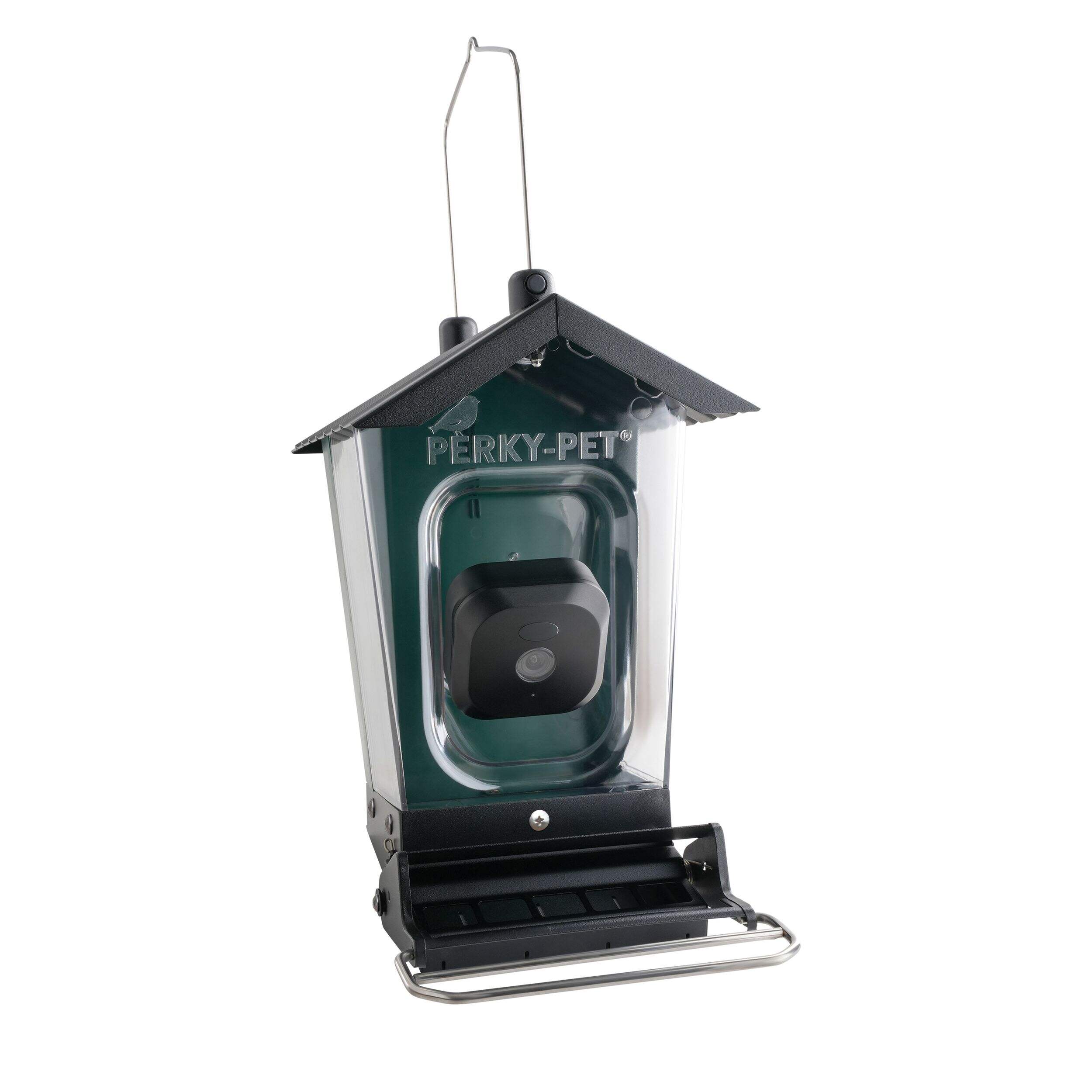 Perky Pet Squirrel-Proof Bird Seed Feeder with 1080p HD Smart Camera, 3.5-lb Front_Angled_Right
