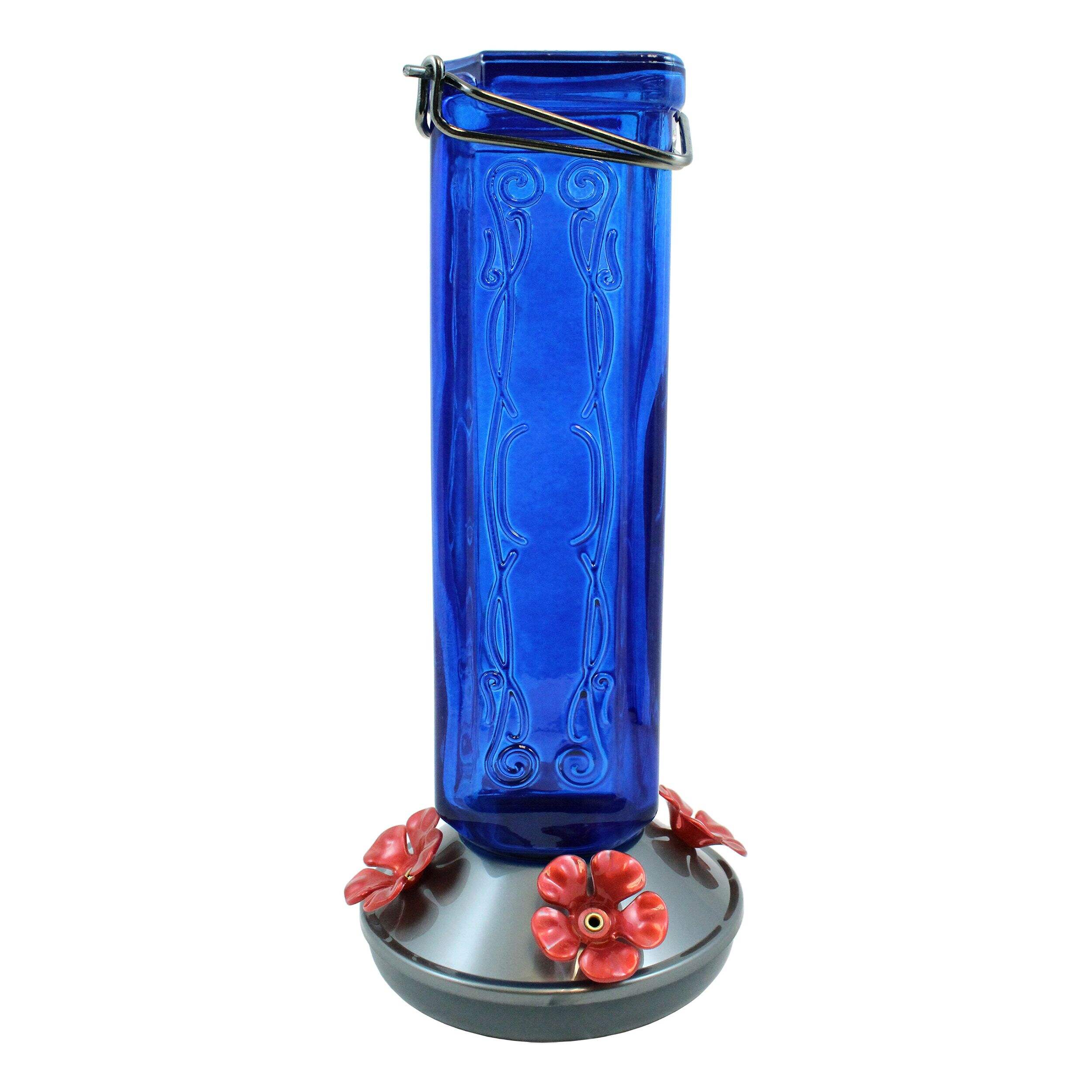 More Birds Kristina Blue Glass Hummingbird Feeder, 19-oz Nectar Capacity Front_Flat