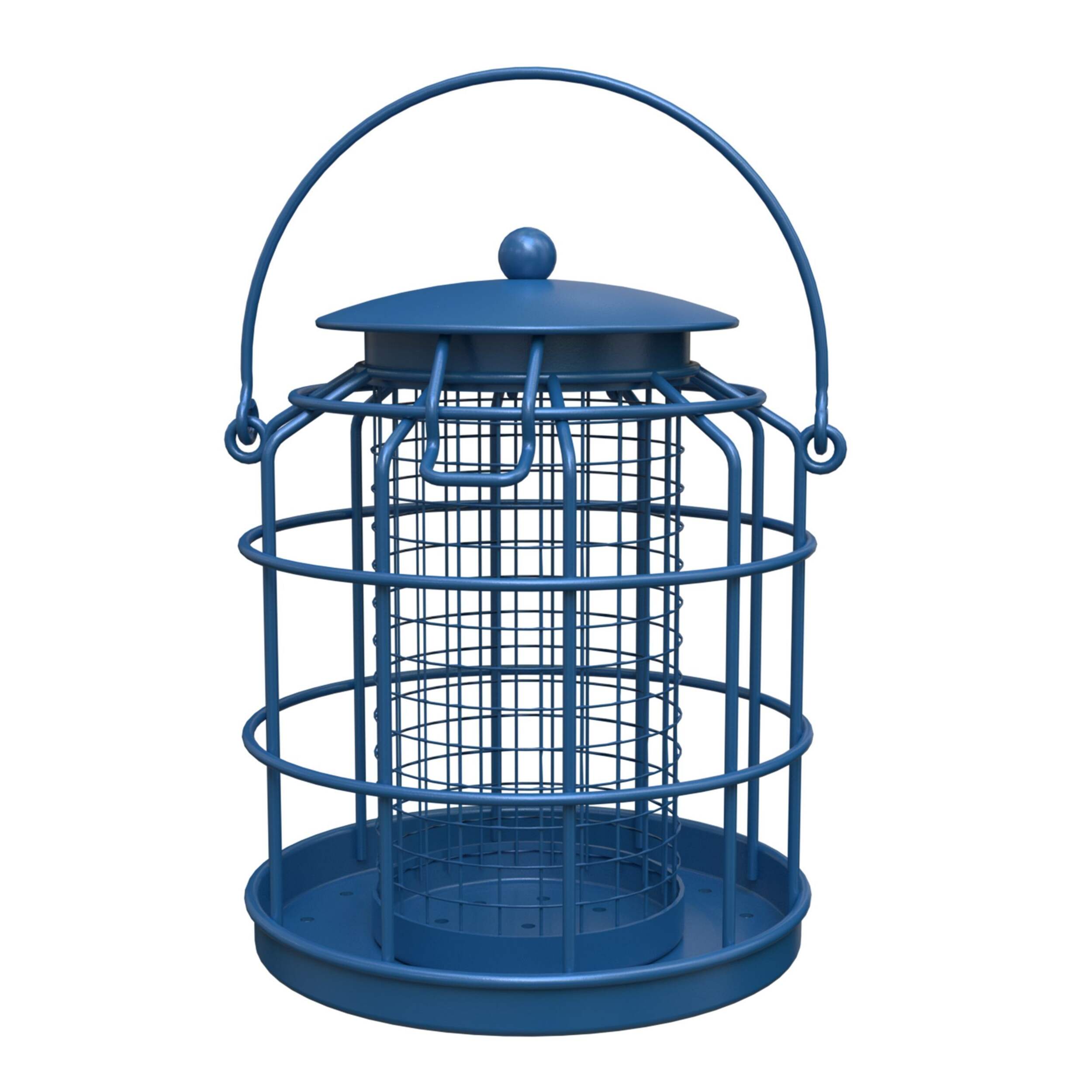 Mangeoire pour oiseaux bleue à suspendre et à l'épreuve des écureuils, capacité de 2,5 lb de graines Front_Flat