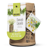 Seeds Are Easy, Tea Kit, Chamomile, Comes with Jute Planter, Potting Soil, Seeds Front_Three_Fourths_Angled_Left