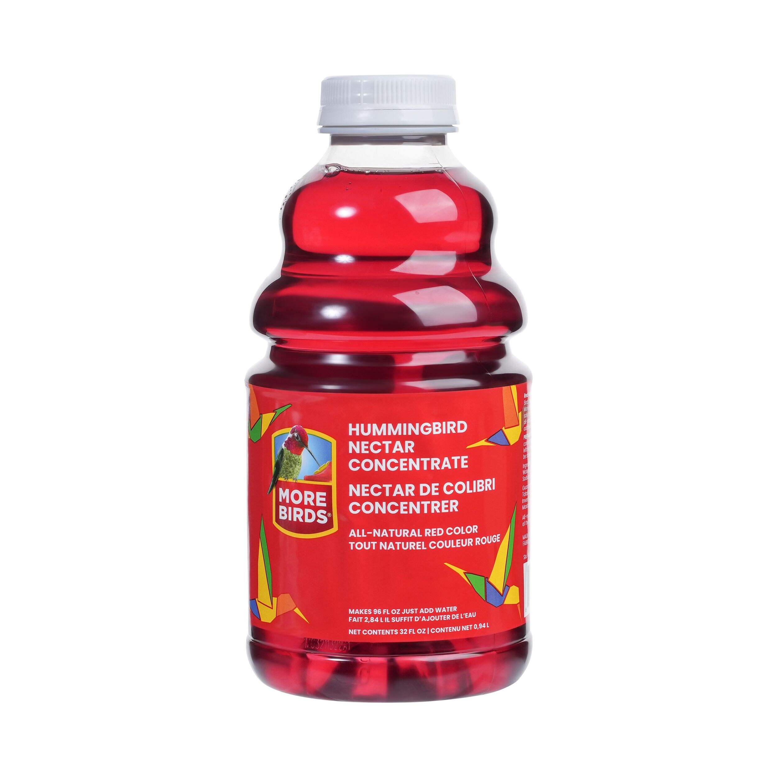 Concentré de nectar à colibris liquide rouge naturel More Birds Bird Health+, 32 oz Front_Flat