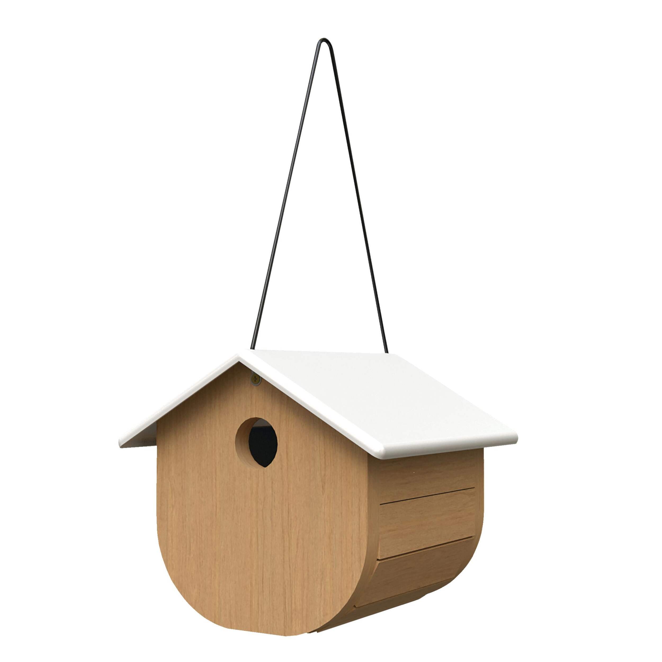 Panacea Nordic Wren & Chickadee Decorative Wooden Bird House, 6.8  x 6.7 x 6.2-in Front_Angled_Left