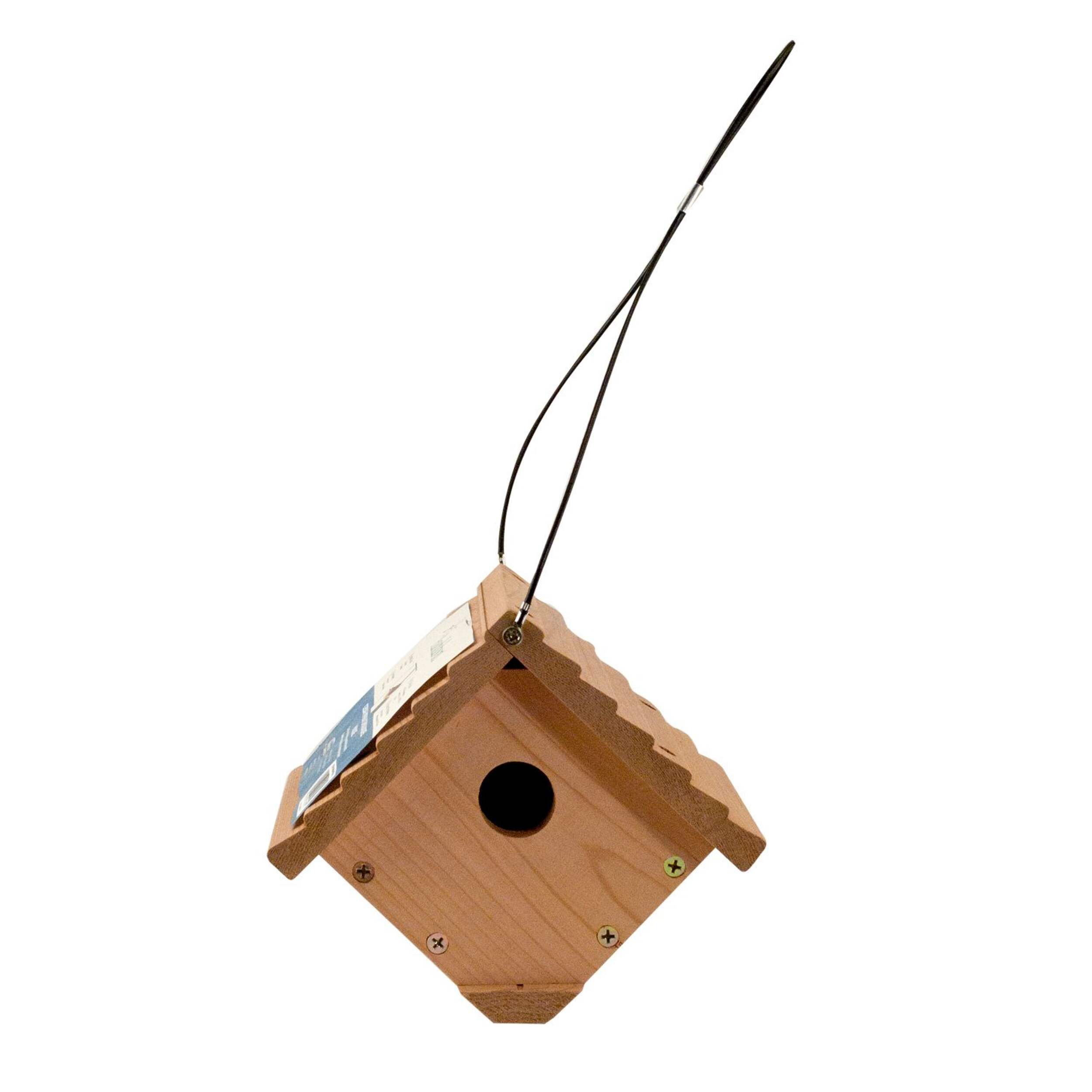 Cabane à oiseaux moderne Panacea Wren en bois, 6,8 x 7,13 x 6,25 po Front_Elevated