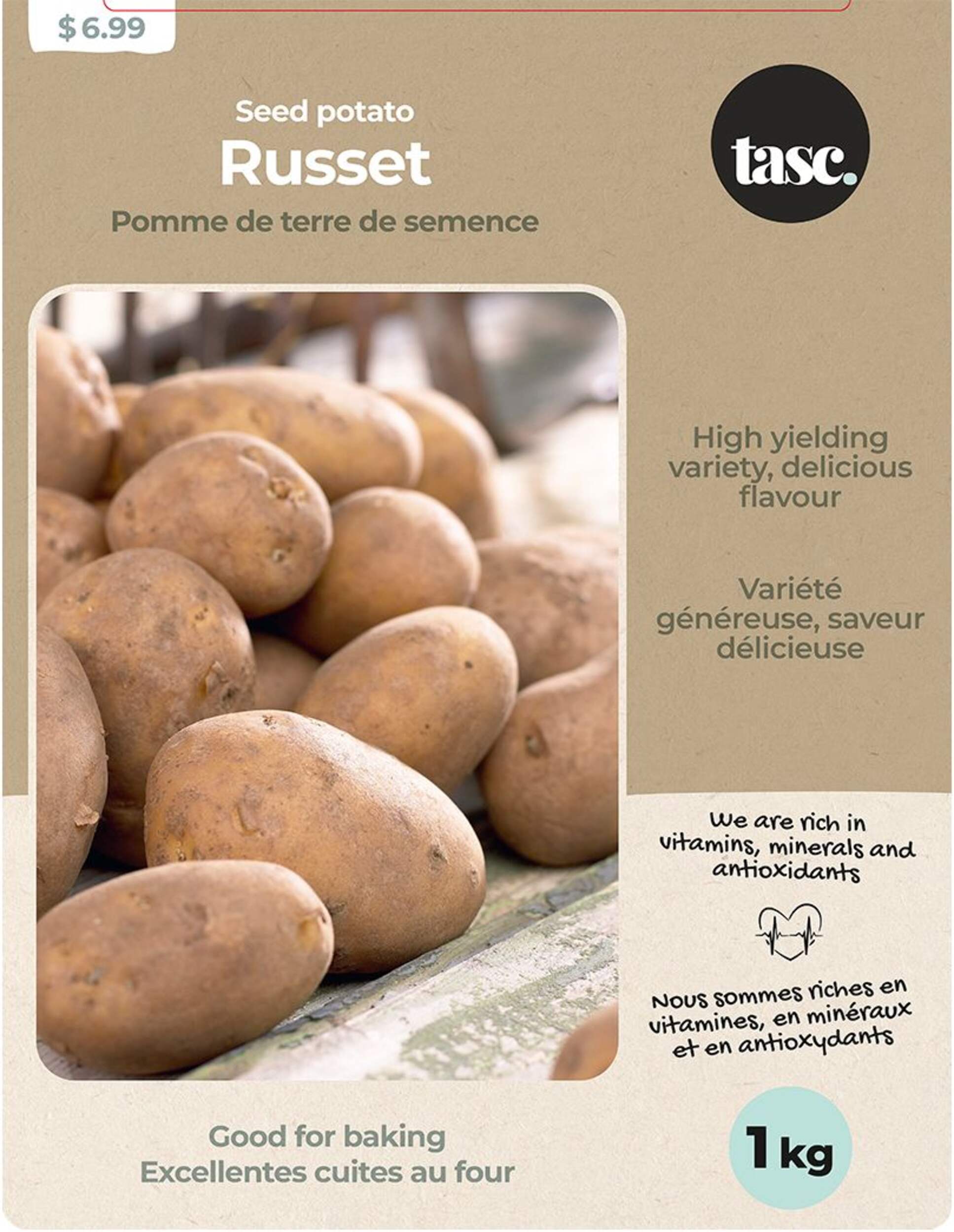 Bulbs Are Easy Potato Russet, High-Yielding Variety, 1-kg Front_Flat