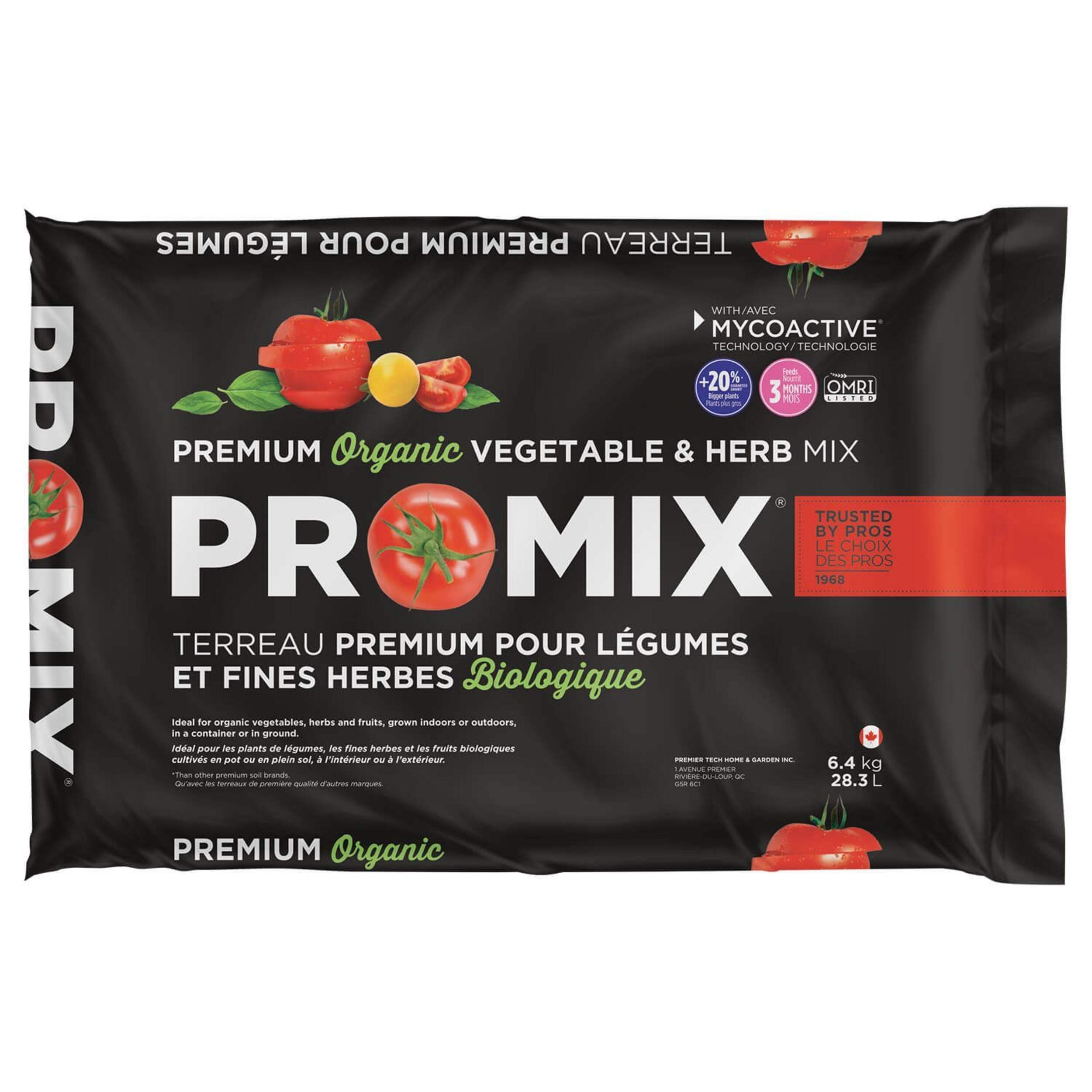PRO-MIX Organic Vegetable and Herb Mix, Exceptional Harvest, 28.3-L Front_Flat