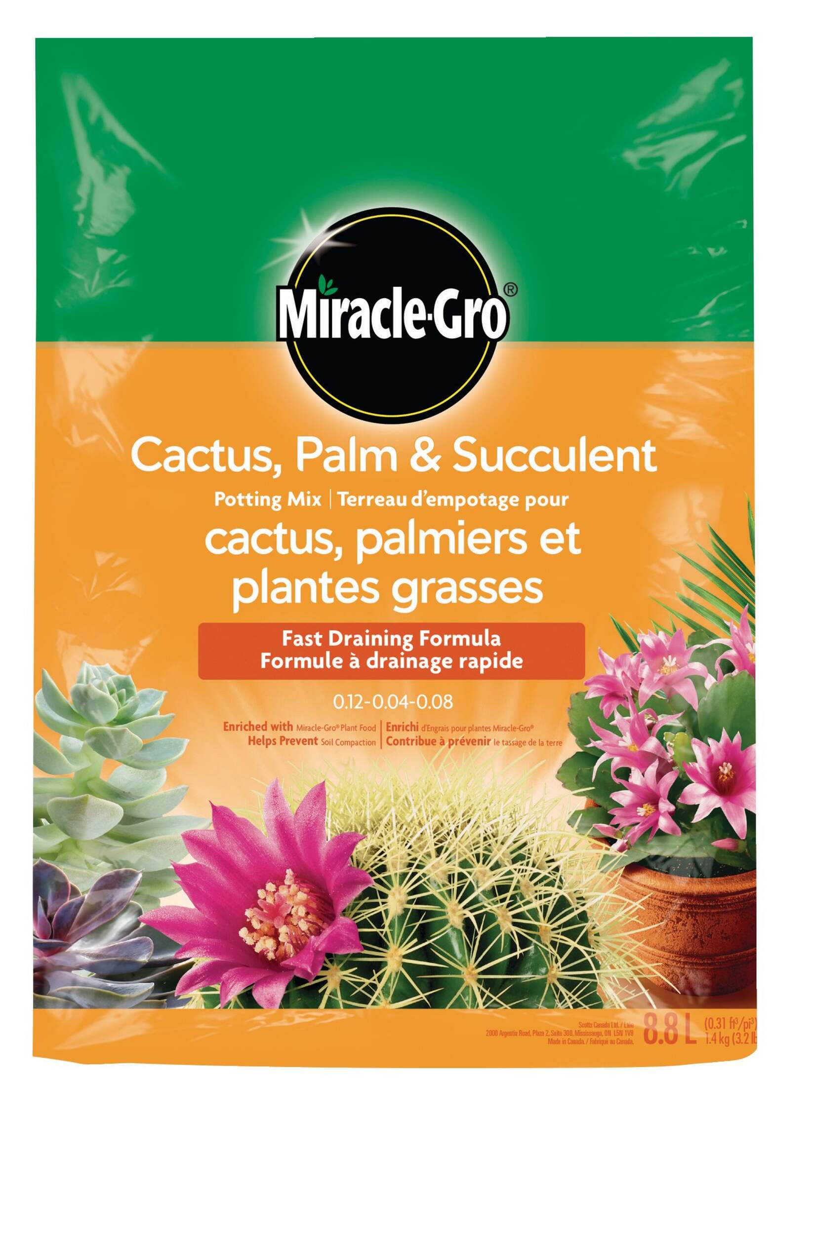 Miracle-Gro® Cactus, Palm & Succulent Potting Soil, 8.8-L Front_Flat