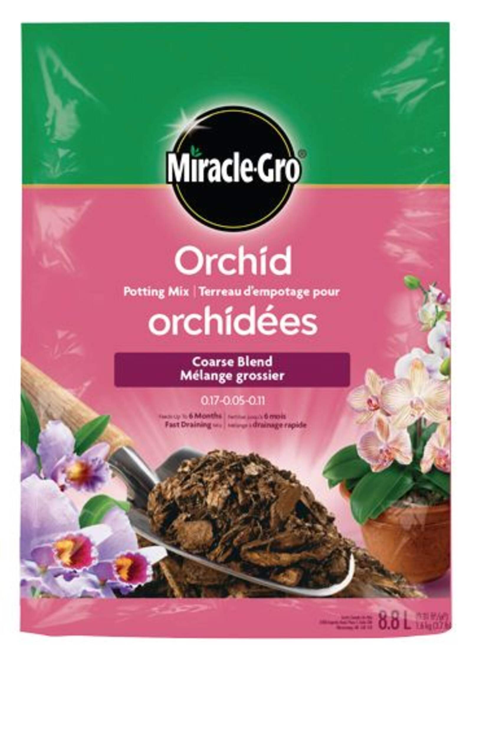 Miracle-Gro® Orchid Potting Soil Mix, 0.10-0.02-0.05, 8.8-L Front_Flat